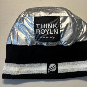 Think Royln Downtown Crown Metallic Quilted Hat with ribbed cuff